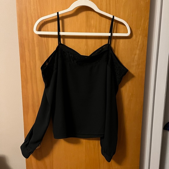 Express Long Sleeve Spaghetti Strap Off The Shoulder Lace Trim - Picture 2 of 4